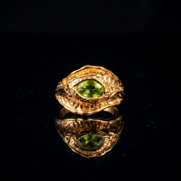 Zebercet (Peridot) Taşlı Tasarım Gümüş Yüzük