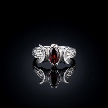 Lal (Garnet) Taşlı Tasarım Gümüş Yüzük