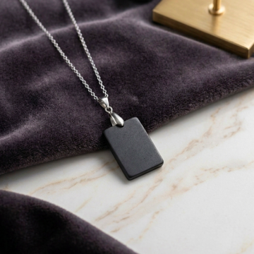 Shungite Taşı Kolye (Çelik Zincirli)