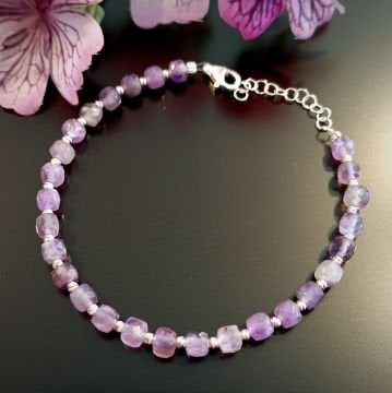 Ametist Pozitif Enerji Tasarım Gümüş Bileklik