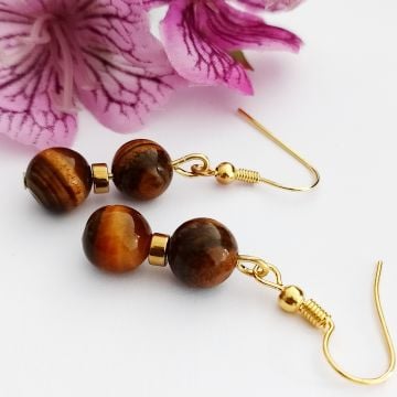 Kaplangözü ve Hematit Taşlı Tasarım Doğal Taş Küpe