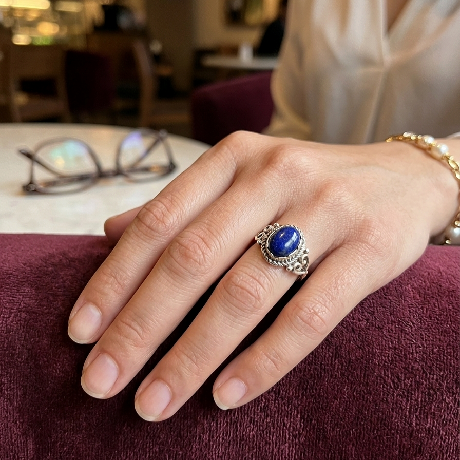 Lapis Lazuli Tasarım Gümüş Yüzük