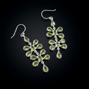 Zebercet (Peridot) Tasarım Gümüş Küpe