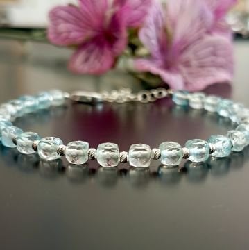 Mavi Topaz Tasarım Gümüş Bileklik