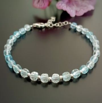 Mavi Topaz Tasarım Gümüş Bileklik