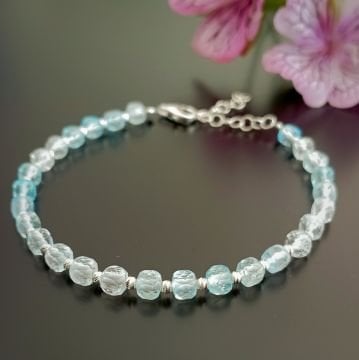 Mavi Topaz Tasarım Gümüş Bileklik