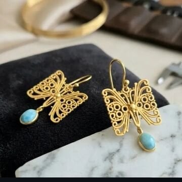 Larimar Tasarım Gümüş Küpe