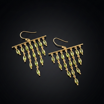 Zebercet (Peridot) Tasarım Gümüş Küpe