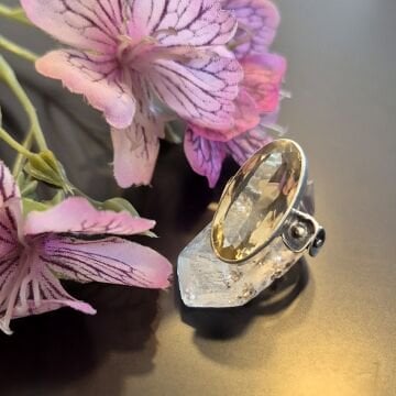 Sitrin Taşı Tasarım Gümüş Yüzük