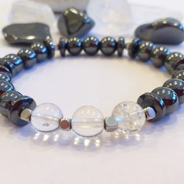 Hematit ve Kuvars Doğal Taş Bileklik