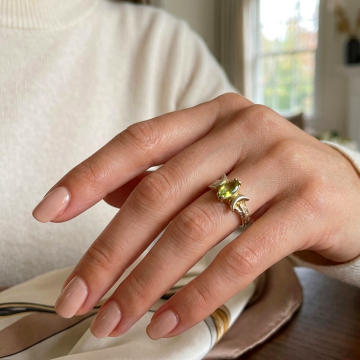 Zebercet (Peridot) Taşlı Tasarım Gümüş Yüzük
