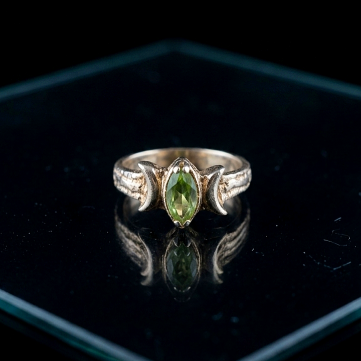 Zebercet (Peridot) Taşlı Tasarım Gümüş Yüzük