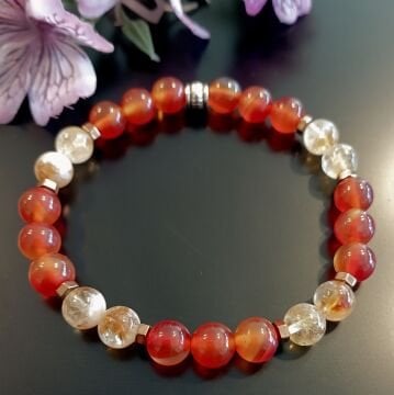 Akik, Sitrin ve Hematit Tasarım Doğal Taş Bileklik