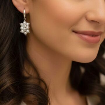 İnci Salkım Tasarımlı Gümüş Küpe