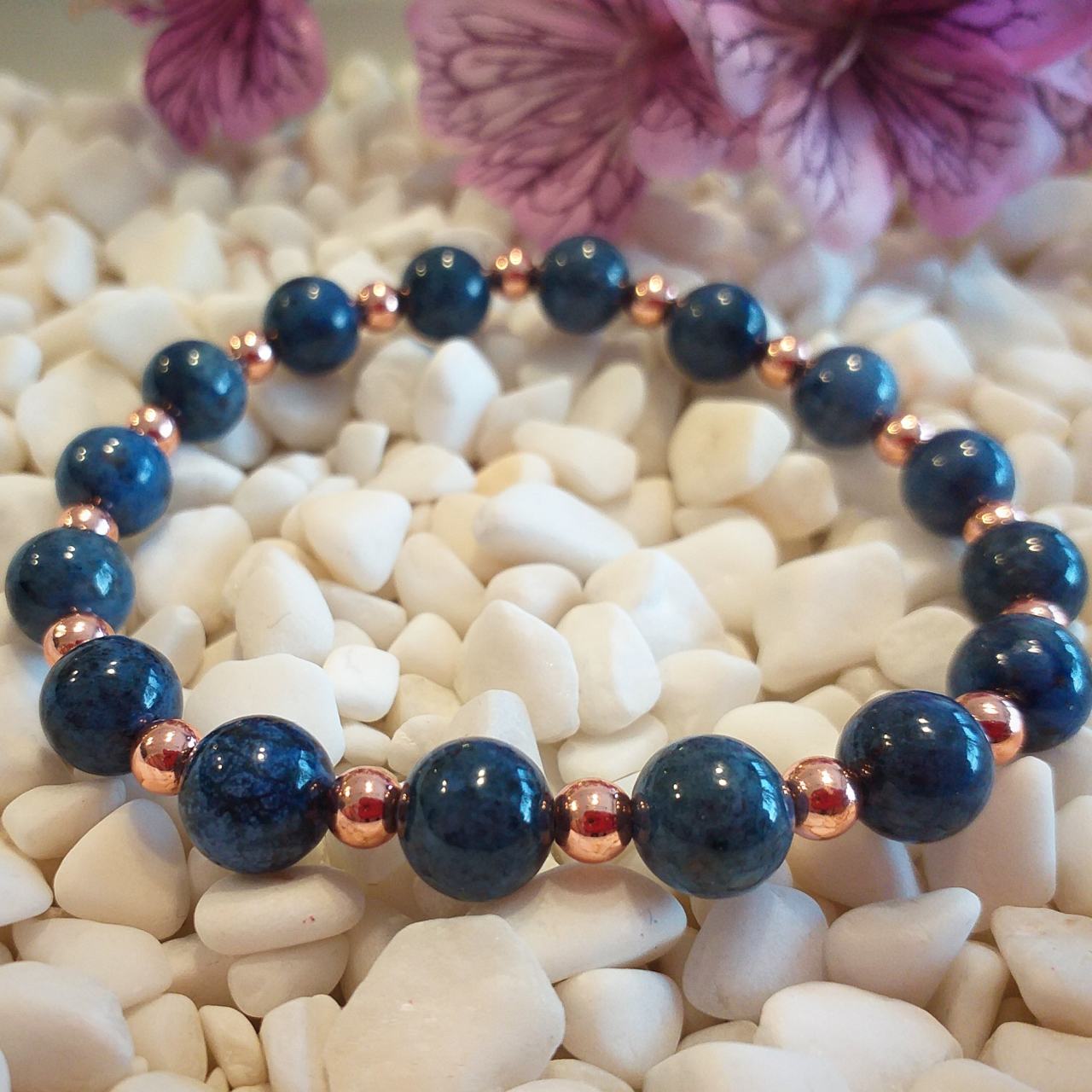 Dumortierit ve Hematit Doğaltaş Bileklik - Zihinsel Sakinlik ve Denge Temalı