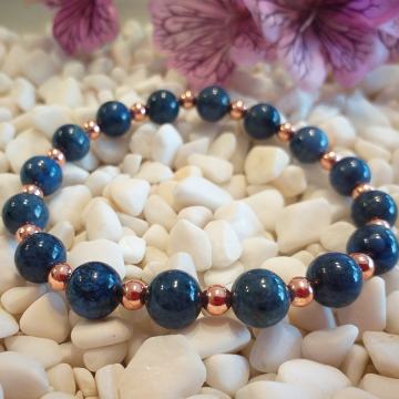 Dumortierit ve Hematit Doğaltaş Bileklik - Zihinsel Sakinlik ve Denge Temalı