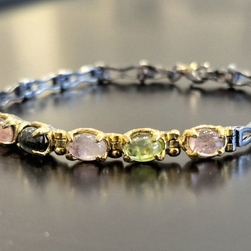 Turmalin Taşlı Gümüş Bileklik