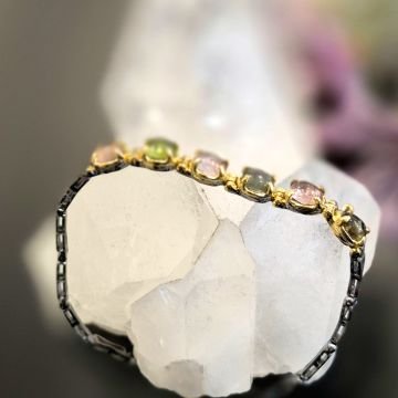 Turmalin Taşlı Gümüş Bileklik