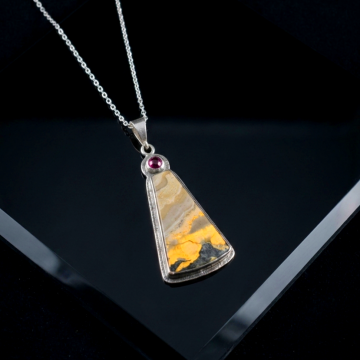 Arı Jasper (Bumblebee Jasper) ve Lal (Garnet) Taşlı Gümüş Kolye