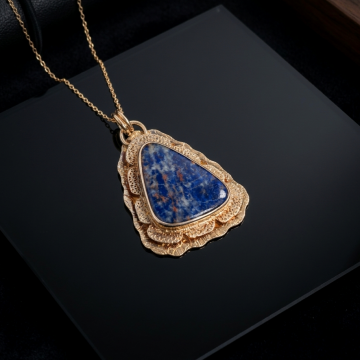 Lapis Lazuli Taşlı Tasarım Gümüş Kolye