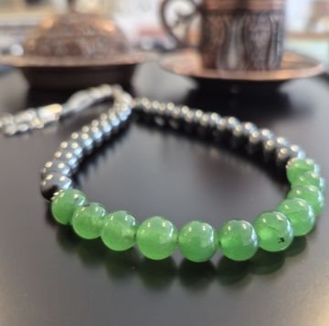 Yeşim Taşı ve Hematit İki Renk 33 lük Tasarım Tesbih