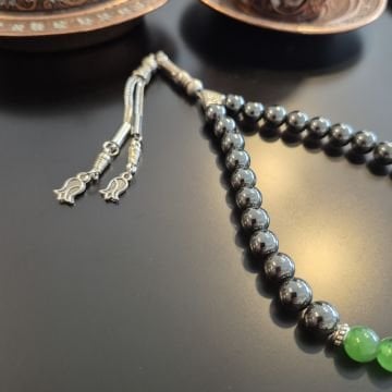 Yeşim Taşı ve Hematit İki Renk 33 lük Tasarım Tesbih