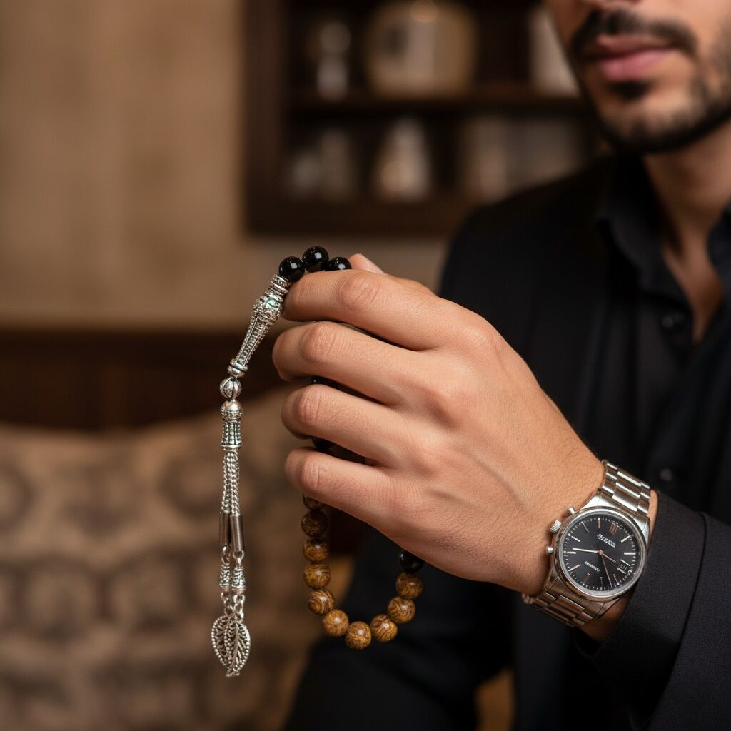 Mariam (Meryem) Jasper ve Obsidyen 33 lük Tasarım Tesbih