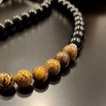 Mariam (Meryem) Jasper ve Obsidyen 33 lük Tasarım Tesbih