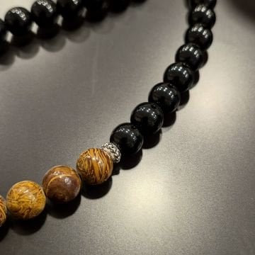 Mariam (Meryem) Jasper ve Obsidyen 33 lük Tasarım Tesbih