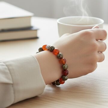 Akik ve Pirit Doğal Taş Bileklik