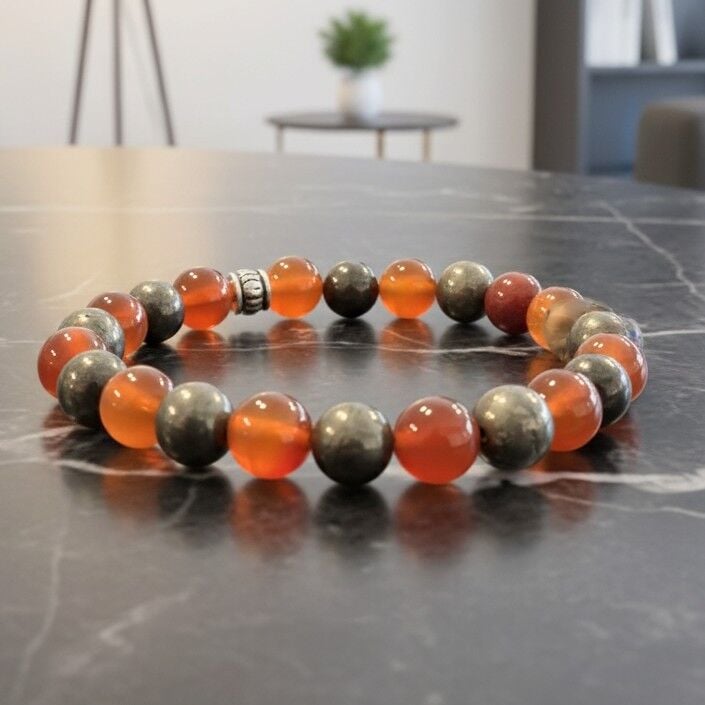 Akik ve Pirit Doğal Taş Bileklik