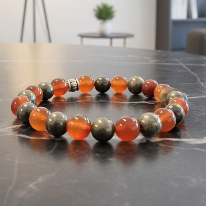 Akik ve Pirit Doğal Taş Bileklik