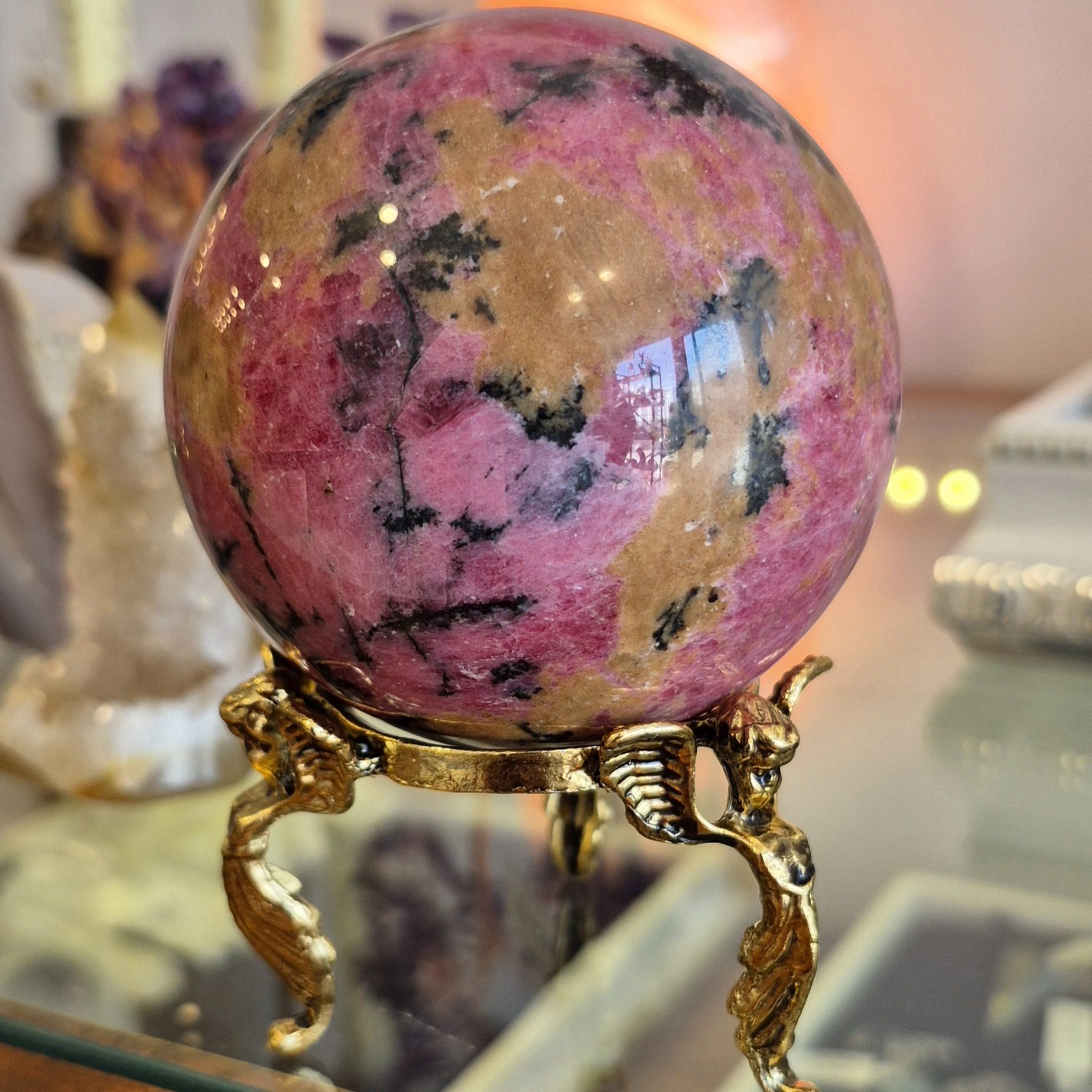 Rodonit (Gül Taşı) Doğal Taş Küre