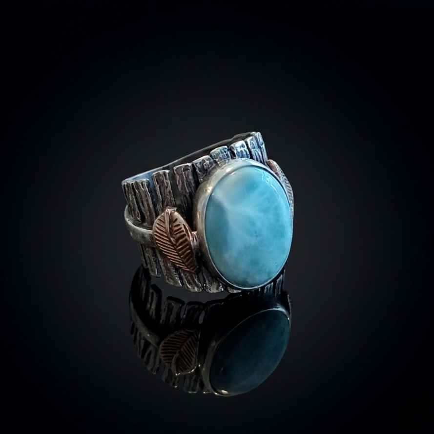 Larimar Taşlı Tasarım Gümüş Yüzük