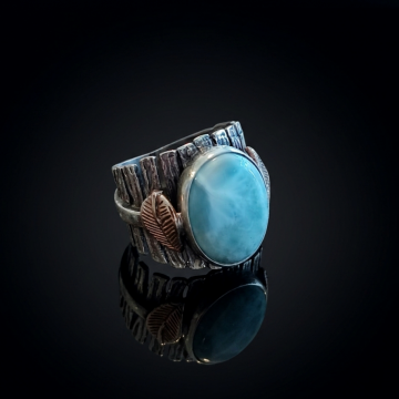 Larimar Taşlı Tasarım Gümüş Yüzük