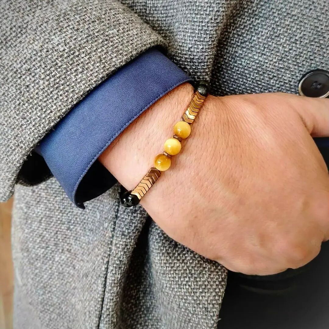 Sarı Kaplangözü, Hematit ve Obsidyen Doğal Taş Bileklik