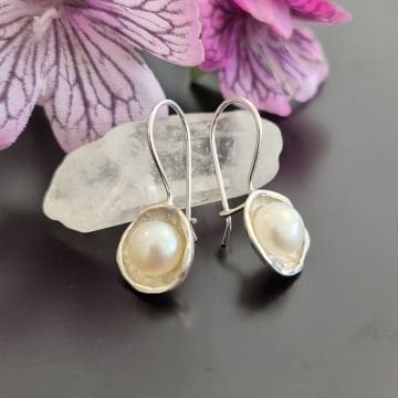 Tasarım Zarif İnci Gümüş Küpe