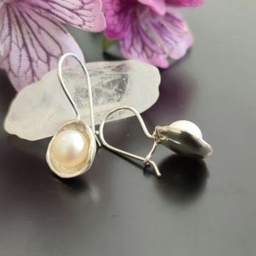 Tasarım Zarif İnci Gümüş Küpe