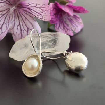 Tasarım Zarif İnci Gümüş Küpe