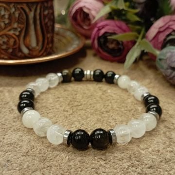 Kristal Kuvars ve Gold Obsidyen Doğal Taş Bileklik