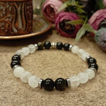 Kristal Kuvars ve Gold Obsidyen Doğal Taş Bileklik