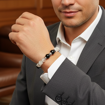 Kristal Kuvars ve Gold Obsidyen Doğal Taş Bileklik