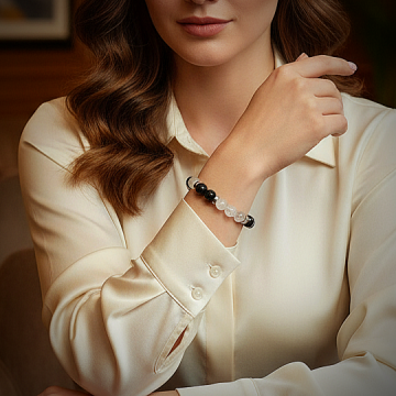 Kristal Kuvars ve Gold Obsidyen Doğal Taş Bileklik