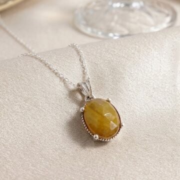 Sarı Safir Gümüş Kolye