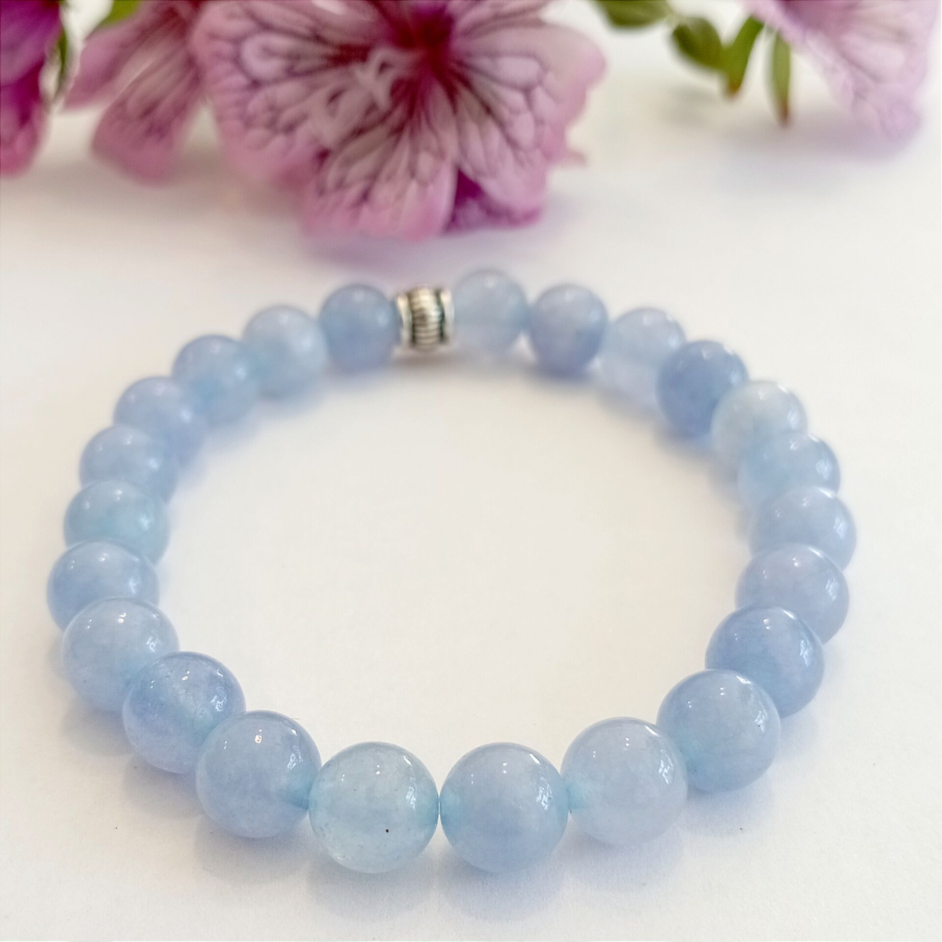 Mavi Kalsedon Doğal Taş Bileklik