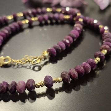 Yakut Taşlı Tasarım Gümüş Kolye