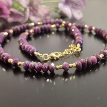 Yakut Taşlı Tasarım Gümüş Kolye