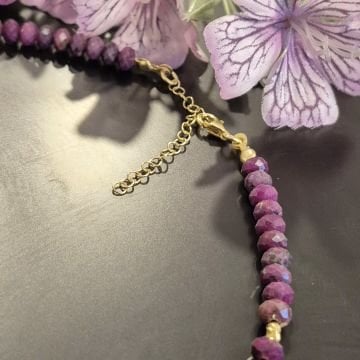 Yakut Taşlı Tasarım Gümüş Kolye