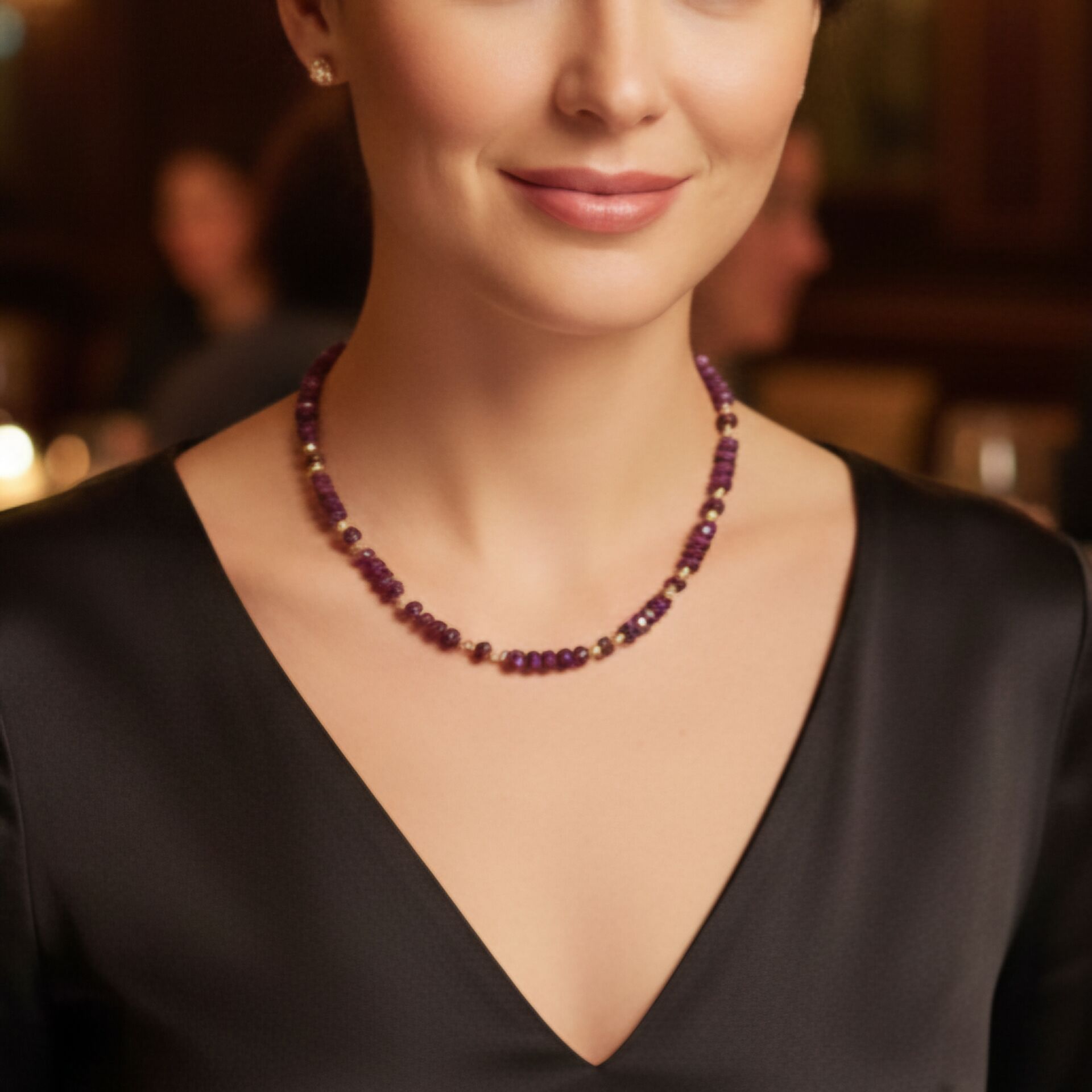 Yakut Taşlı Tasarım Gümüş Kolye