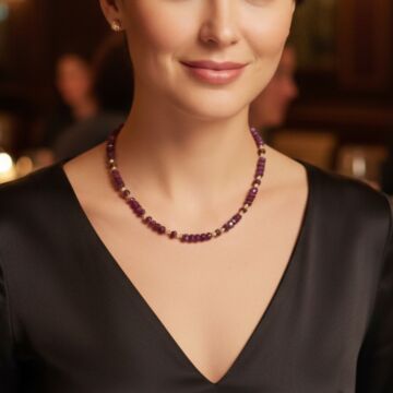 Yakut Taşlı Tasarım Gümüş Kolye